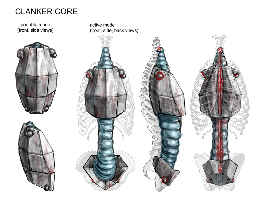 compact, expanded and 360 views of cyborg power source